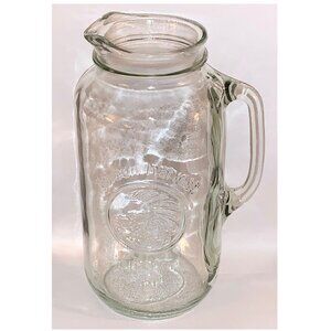 VTG Anchor Hocking Golden Harvest Glass Pitcher Embossed Cornucopia Logo 48 oz